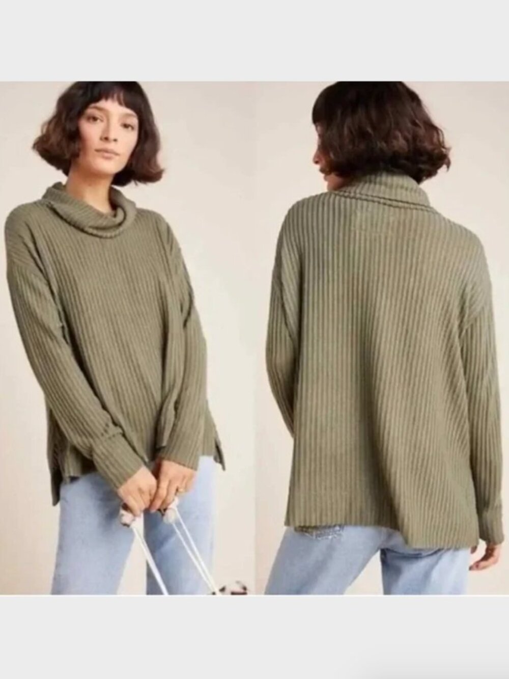 Anthropologie Maeve Sage Green Vanna Cowl Neck Pullover - Size M